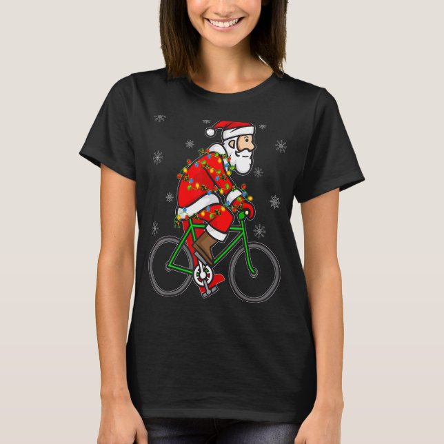 Fahrrad Santa Riding Radfahren Weihnachten T-Shirt (Vorderseite)