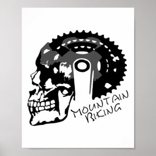 Fahrrad-Schädel-T-Shirt Gänge Fahrrad Mountainbike Poster