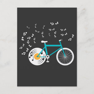 Fahrrad-Schallplattenspieler-Fahrrad-Musiknoten Postkarte