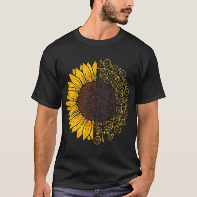 Fahrrad Sonnenblume Rad Lover Fahrradverleih T-Shirt (Vorderseite)