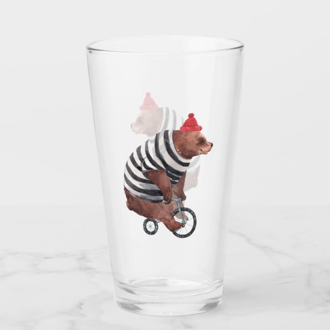 Fahrrad-Spaß-Bär Glas (Vorderseite)