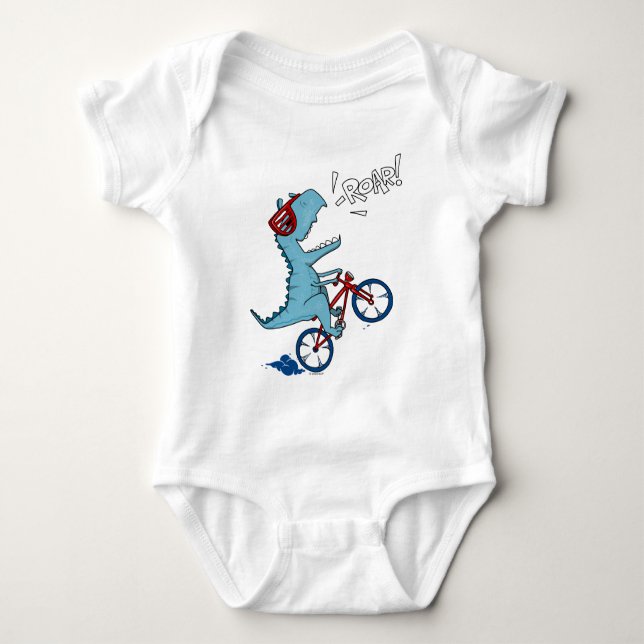 Fahrrad T-Rex Roar Baby Strampler (Vorderseite)