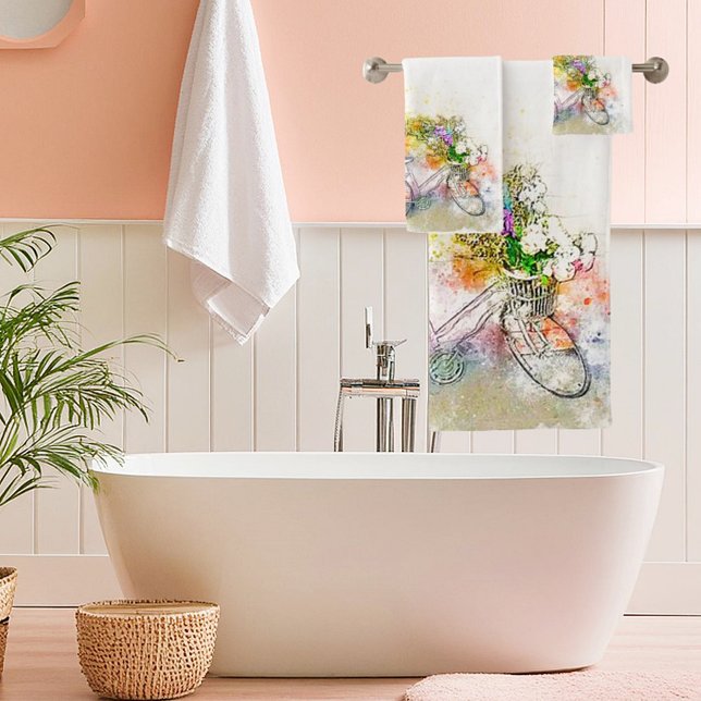 Fahrrad und Blume Badhandtuch Set (Von Creator hochgeladen)