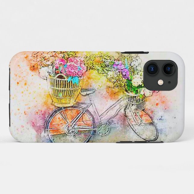 Fahrrad und Blume Case-Mate iPhone Hülle (Rückseite (Horizontal))