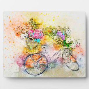 Fahrrad und Blume Fotoplatte