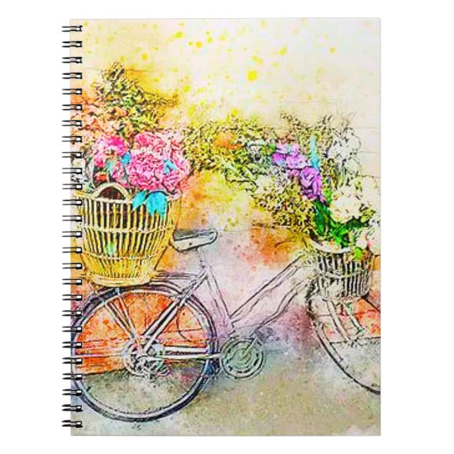 Fahrrad und Blume Notizblock (Vorderseite)