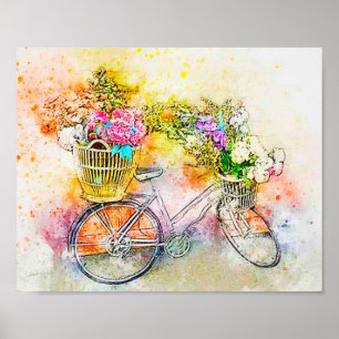 Fahrrad und Blume Poster