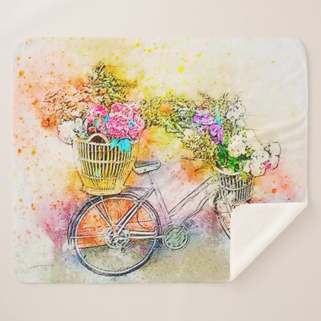 Fahrrad und Blume Sherpadecke (Vorderseite (Horizontal))