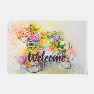 Fahrrad und Blumen Fußmatte
