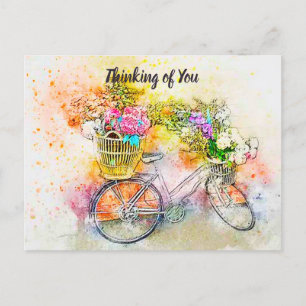 Fahrrad und Blumen individuell Postkarte