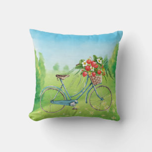 Fahrrad- und Erdbeeren-Kissen Kissen