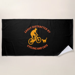 Fahrrad und Katze Strandtuch
