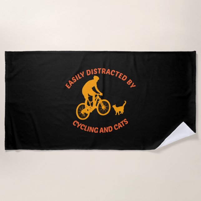 Fahrrad und Katze Strandtuch (Vorderseite)