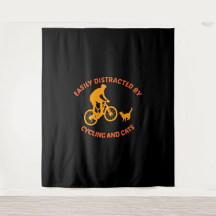 Fahrrad und Katze Wandteppich