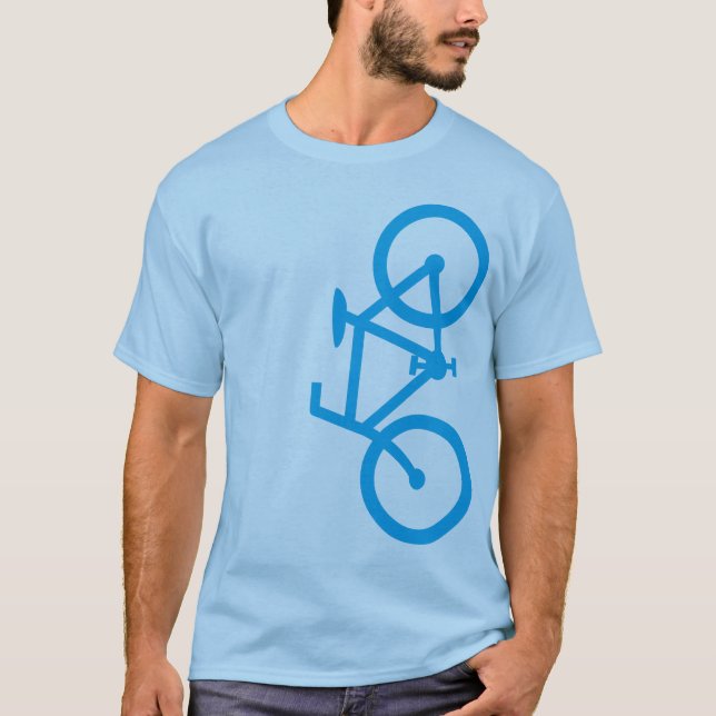 Fahrrad, vertikale Silhouette, blauer Entwurf T-Shirt (Vorderseite)