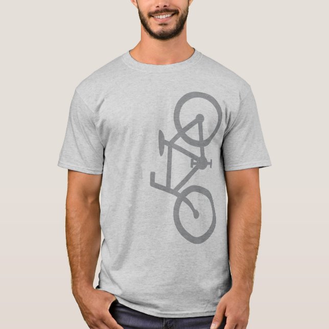Fahrrad, vertikale Silhouette, grauer Entwurf T-Shirt (Vorderseite)