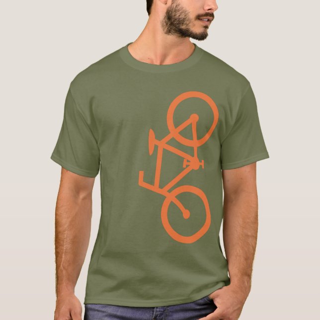 Fahrrad, Vertikale Silhouette, orange Bauweise T-Shirt (Vorderseite)