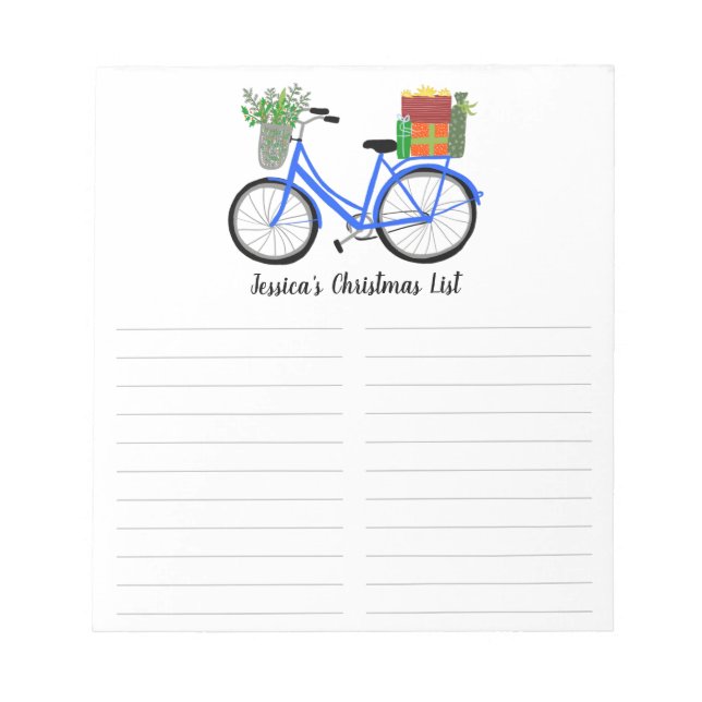 Fahrrad Weihnachts-Einkaufsliste CUSTOM Urlaub Notizblock (Vorderseite)