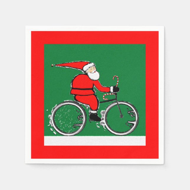 Fahrrad Weihnachtsfeiertag Serviette (Vorderseite)