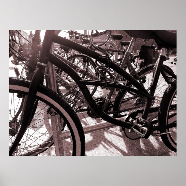 Fahrradbahn - Warmes Ton B&W Poster (Vorne)