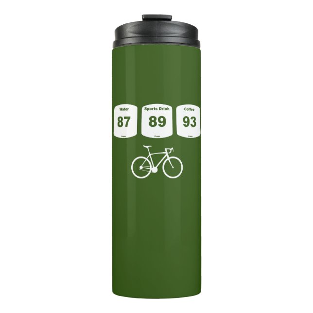 Fahrradbrennstoff: Wasser, Sportgetränk, Kaffee Thermosbecher (Vorderseite)