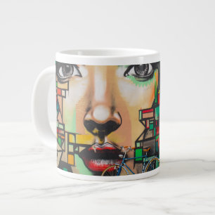 Fahrräder an der Graffiti-Wand Jumbo-Tasse