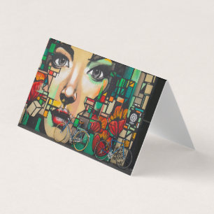 Fahrräder an der Graffiti-Wand Visitenkarten