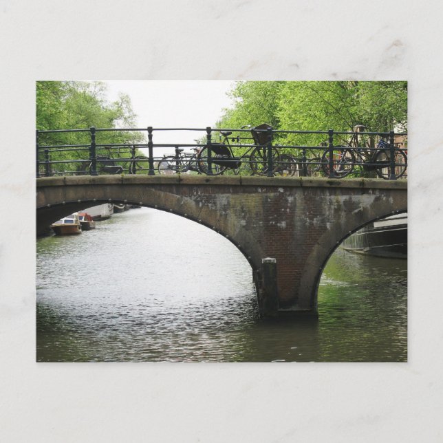 Fahrräder auf der Amsterdam Bridge PostCard Postkarte (Vorderseite)