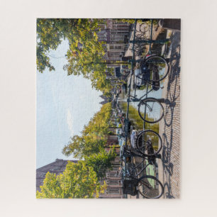 Fahrräder auf einer Brücke, Haarlem, Niederlande Puzzle