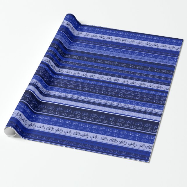 Fahrräder auf Streifen Geschenkpapier (Ungerollt)