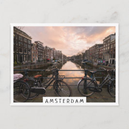 Fahrräder bei Sonnenuntergang in Amsterdam Postkarte
