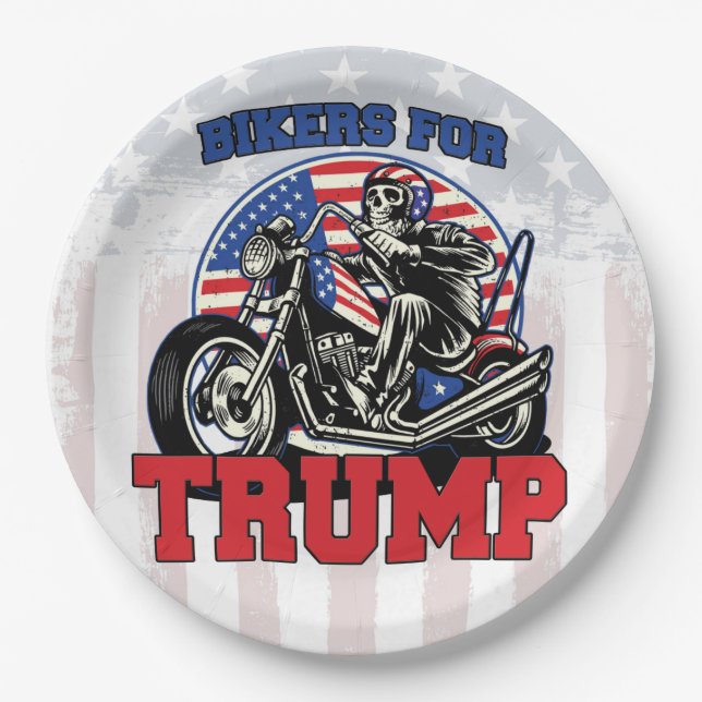 Fahrräder für TRUMP Patriotic President Motorcycle Pappteller (Vorderseite)