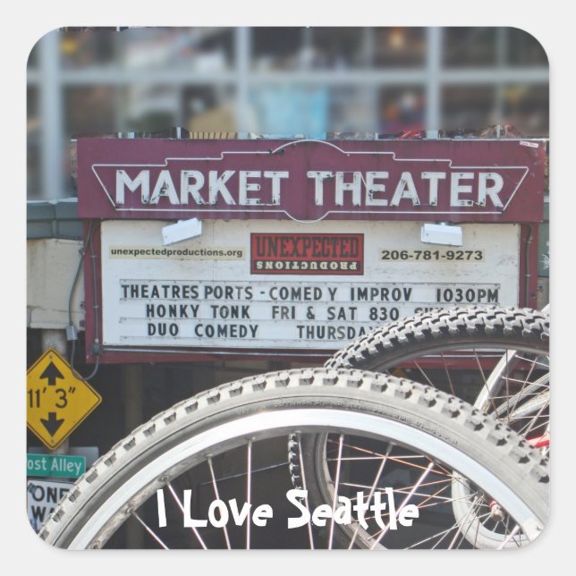 Fahrräder im Theater Quadratischer Aufkleber (Vorderseite)