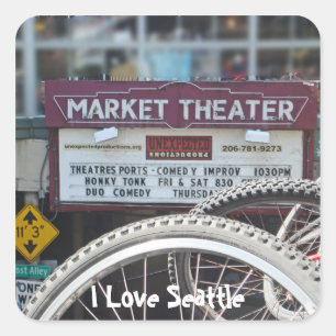 Fahrräder im Theater Quadratischer Aufkleber