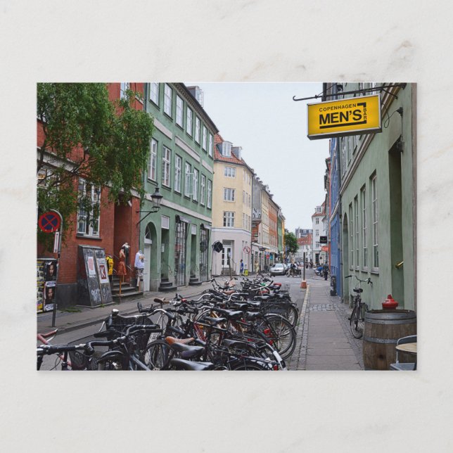 Fahrräder in der Old Copenhagen Street Postkarte (Vorderseite)