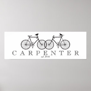 Fahrräder mit Birds Family Print Poster