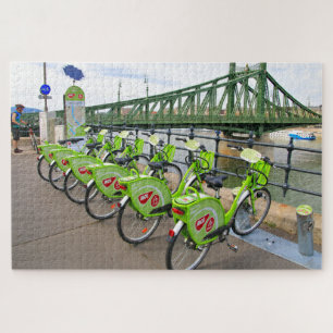 Fahrräder neben der Donau, Budapest, Ungarn Puzzle