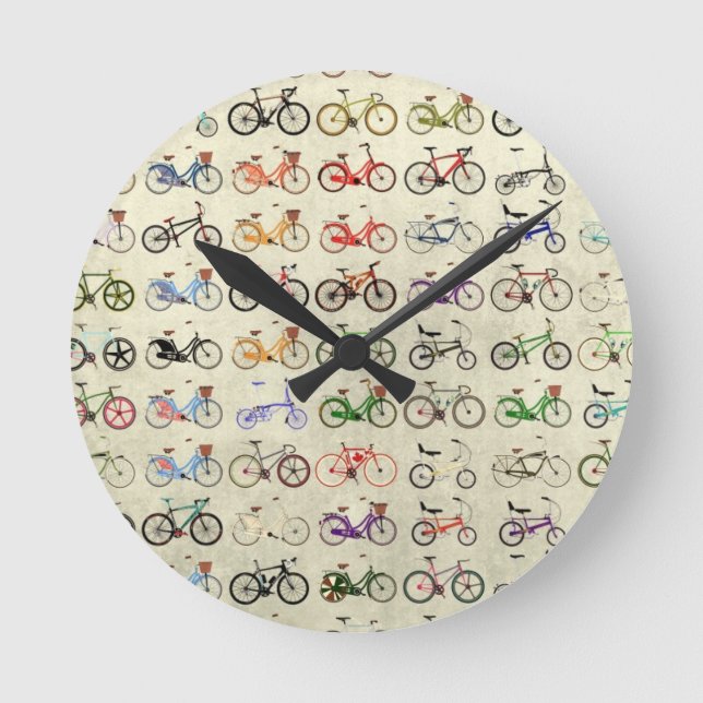 Fahrräder Runde Wanduhr (Vorderseite)