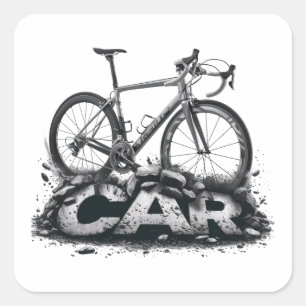 Fahrräder über Autos Quadratischer Aufkleber