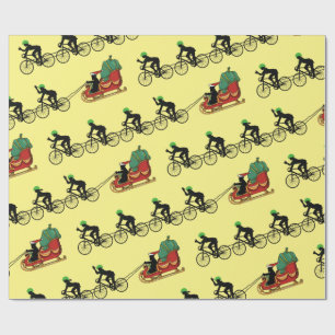 Fahrräder ziehen das Schlittenwrapping Paper des W Geschenkpapier