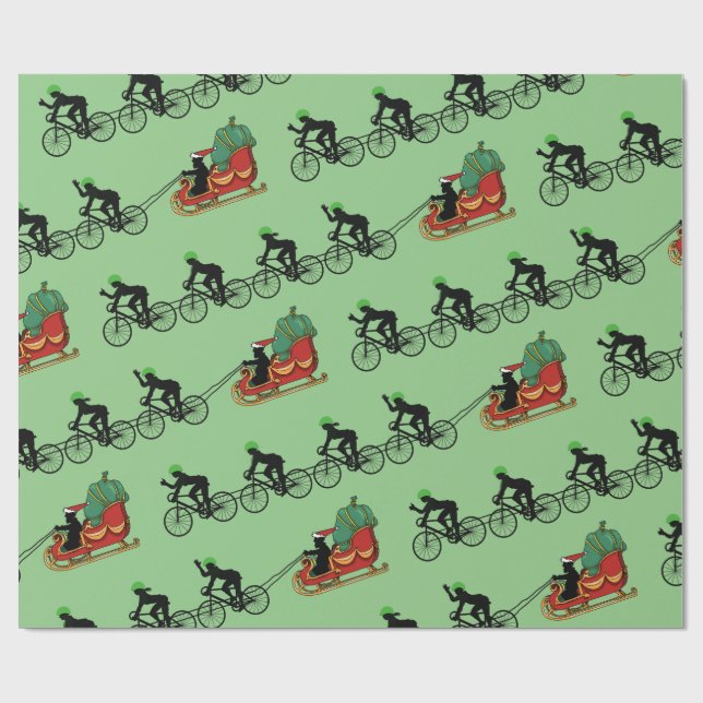 Fahrräder ziehen Santa's Schlitten Geschenkpapier (Flach)