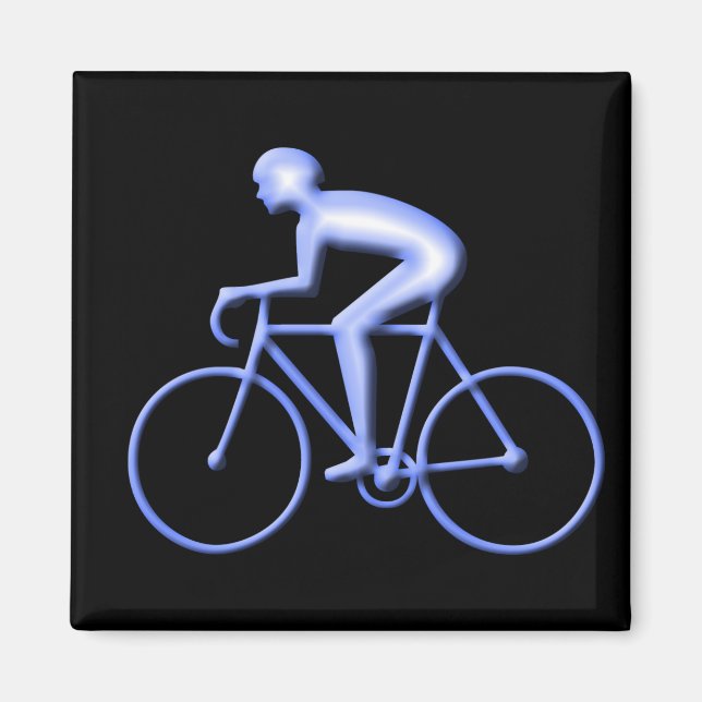 Fahrradfahren in Blau Magnet (Vorne)