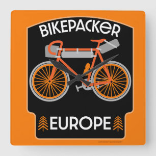 Fahrradfahren in Europa Quadratische Wanduhr