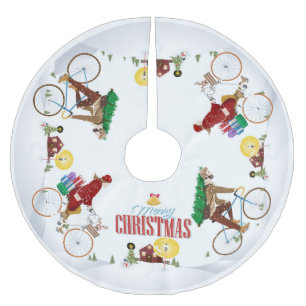 Fahrradfahren ins Haus der Oma - Weihnachtsbaumroc Polyester Weihnachtsbaumdecke
