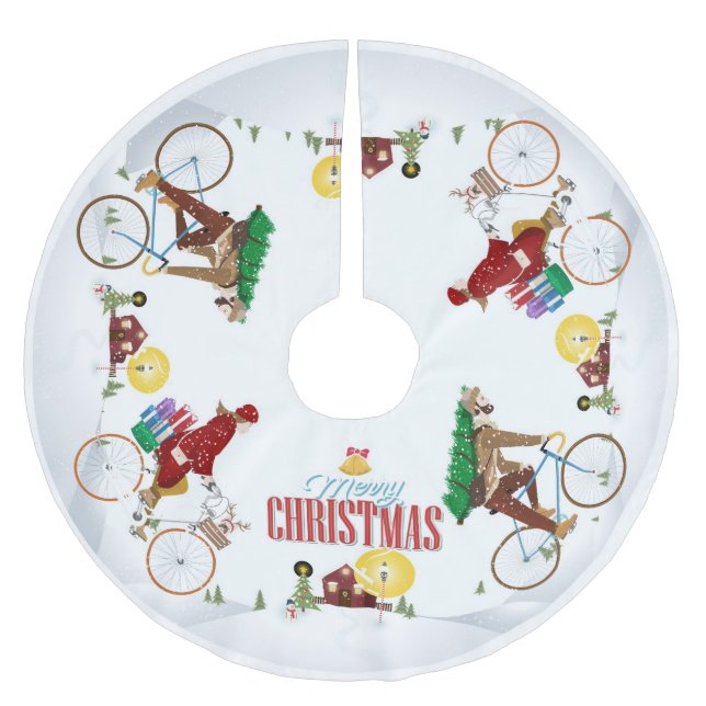 Fahrradfahren ins Haus der Oma - Weihnachtsbaumroc Polyester Weihnachtsbaumdecke (Vorderseite)