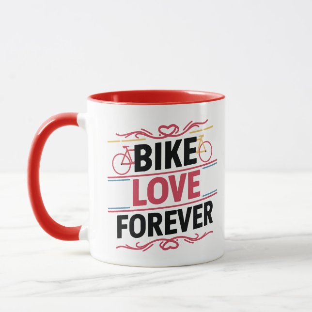 Fahrradfahren Liebe für immer, Fahrradfahren Tasse (Links)