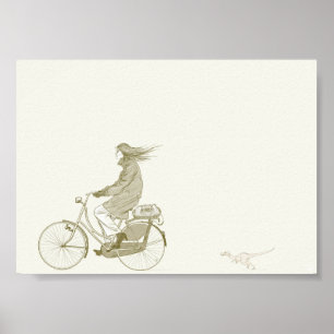 Fahrradfahren mit Dinosaurier 7x5 Poster