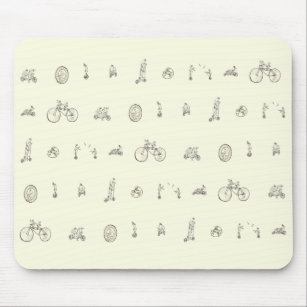 Fahrradfahrer auf Quirky Bikes Funny Line Zeichnen Mousepad