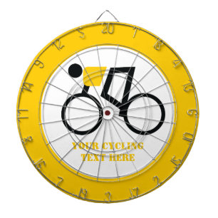 Fahrradfahrer fahren nach seinem Brauch Dartscheibe