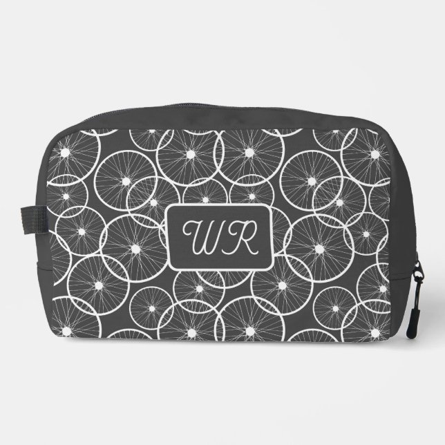 Fahrradfahrer Fahrrad-Radmuster-Monogramm Waschbeutel (Vorderseite)